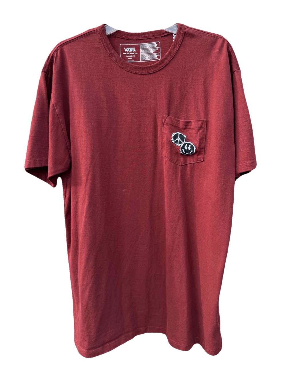 Vans Men’s Brick Red Pocket Tee with Patch Detail